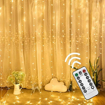 Curtain Fairy Wire String Christmas Light, 8 Modes 300LED