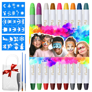 Kids Face Paint Crayons Kit 16+2 Colors Washable Body