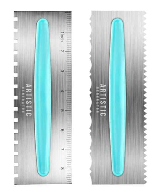 Cake Icing Smoother Tool w/Decorative Edges and Ruler