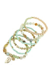 Mixed Beads Leaf Charm Bracelet