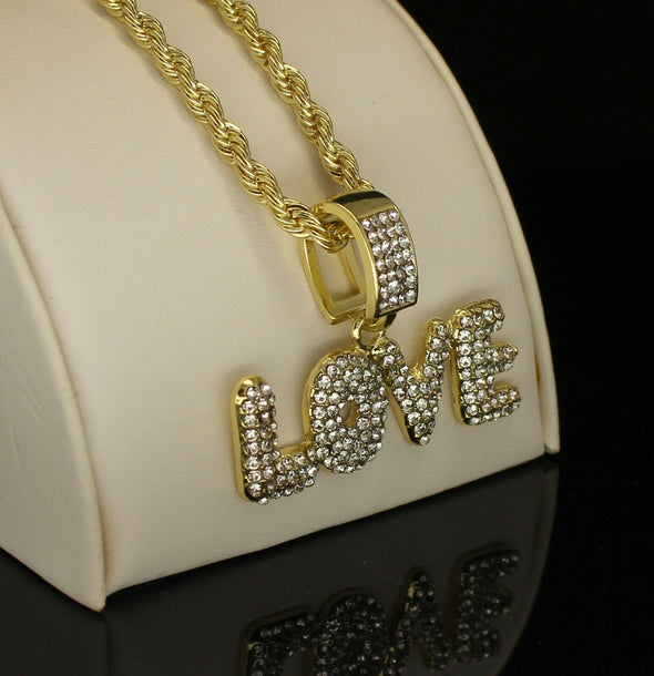 14k Gold Plated 24" Rope Love Necklace