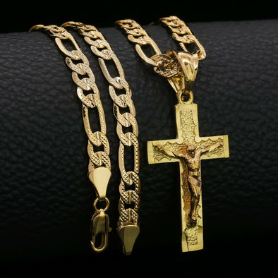 Men’s Cross Necklace and Gold-Plated Chain