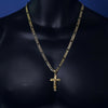 Hip Hop Jesus Cross Pendant Gold Plated 24" Figaro Chain Necklace