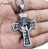 Men's Stainless Steel Jesus Christ Face Crucifix Cross Pendant Necklace, 25"