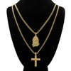 Necklaces (2) Nugget & Cross Hip Hop, Cuban Chain, 14k Gold Plated