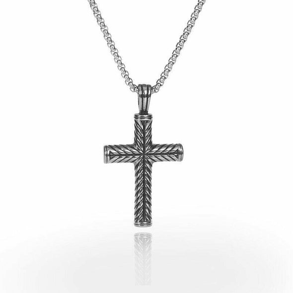 Vintage Cross Pendant Necklace Men Women Silver