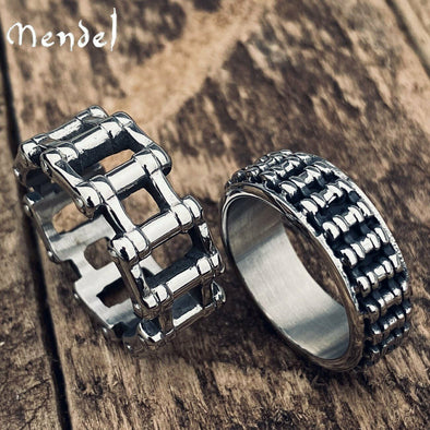 Cool Mens Motorcycle Biker Chain Link Band Ring Stainless Steel Size 7-15