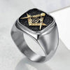 Mens Stainless Steel Gold Freemason Masonic Lodge Ring Silver Size 7-15